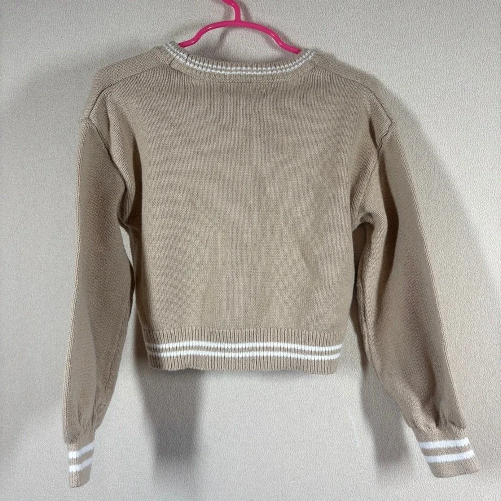 Sesame Street Cookie Monster Kids Button‎ Up Cardigan Sweater Size 5/6 S Tan